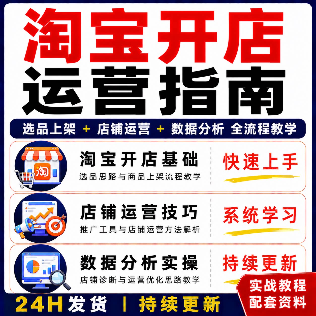 淘宝开店运营指南全流程教程数据分析实操课程快速上手