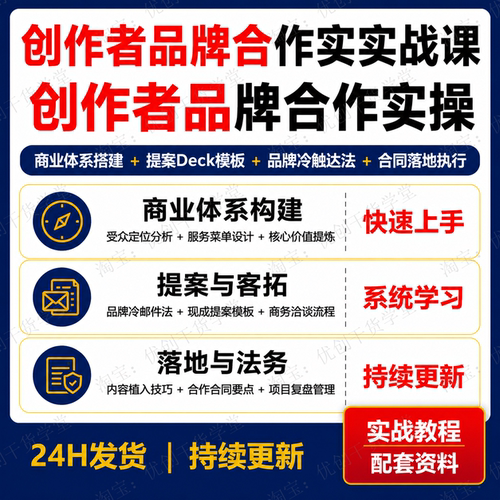 创作者品牌合作商业课程个人IP商务提案PPT商单对接赞助合同模板