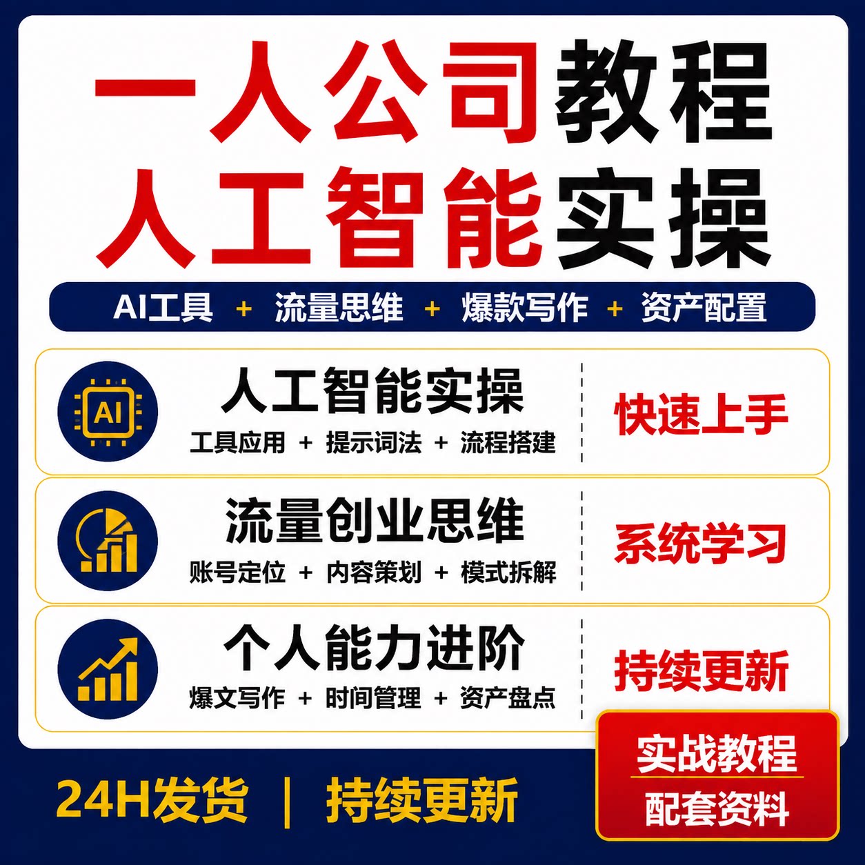 AI商业实战一人公司人工智能流量思维创业写作课程提示词