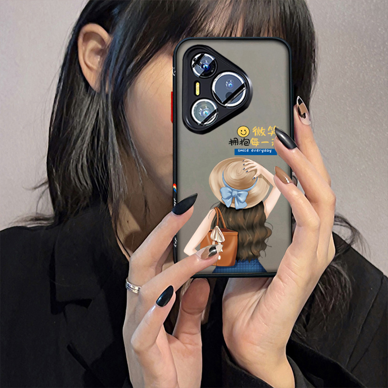 适用华为pura80手机壳网红新款pura80pro+保护套Pura70硅胶软边半透明磨纱壳P70pro防摔高级女款时尚创意外壳