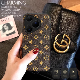 适用华为pura80手机壳pura80pro保护套潮牌皮质pura70全包边防摔70ultra网红女款p60高级感p50pro新款外壳