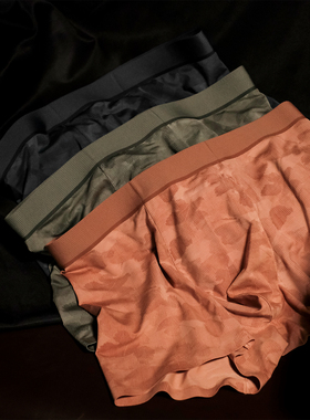 高端内裤男生莫代尔无痕抗菌平角裤透气四角裤桑蚕丝男士内裤男款