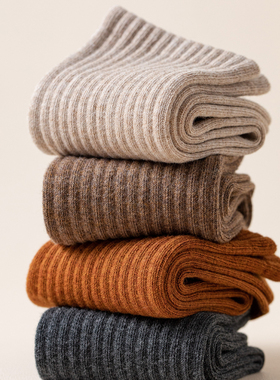 男士袜纯棉秋冬袜筒加厚保暖中筒纯色防臭男袜个性时尚螺纹