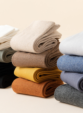 吸汗纯色时尚日系袜子男防臭纯棉中筒袜秋冬长袜保暖条纹棉袜冬季