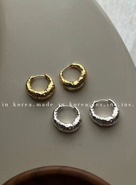 韩国东大门新款简约百搭素圈耳环女小众设计感高级轻奢气质耳饰