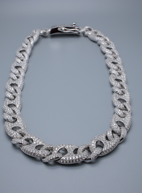 现货TheGoldGods美国HipHop镶钻18mm GLink古巴项链嘻哈说唱男款