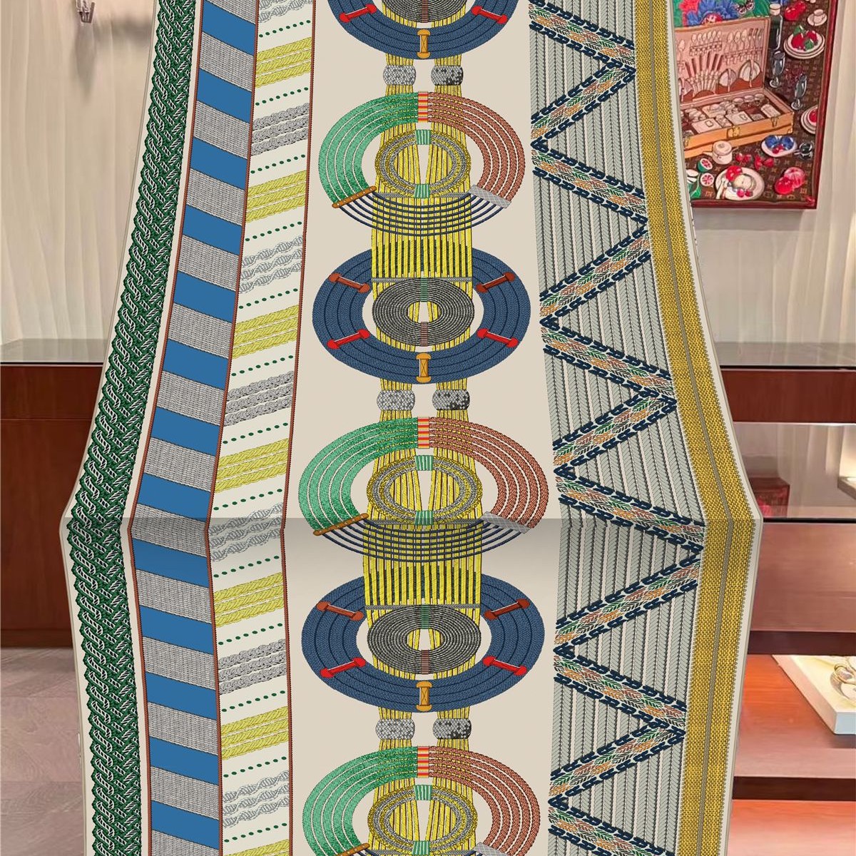 冬季新款时尚百搭双面印刷人字纹流苏长巾女户外保暖披肩围巾围脖