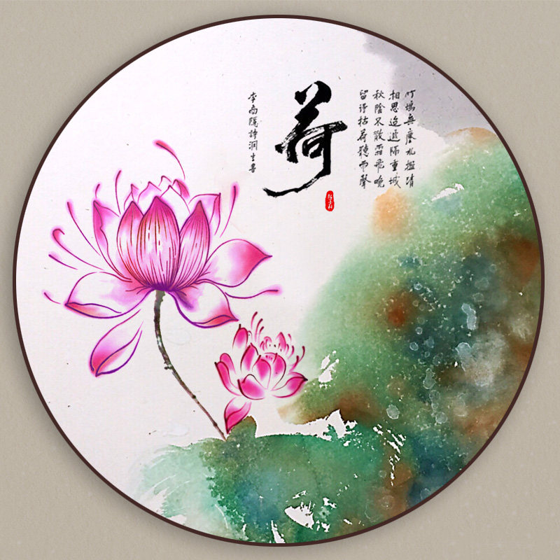 纹墨轩手绘性感水墨莲花荷花纹身贴防水女后背腹部遮疤腿部脖子