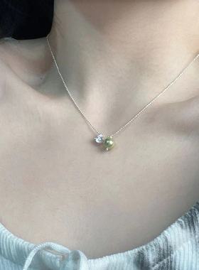 法式复古几何灰色珍珠项链手链时尚简约精致ins风高级感小众饰品