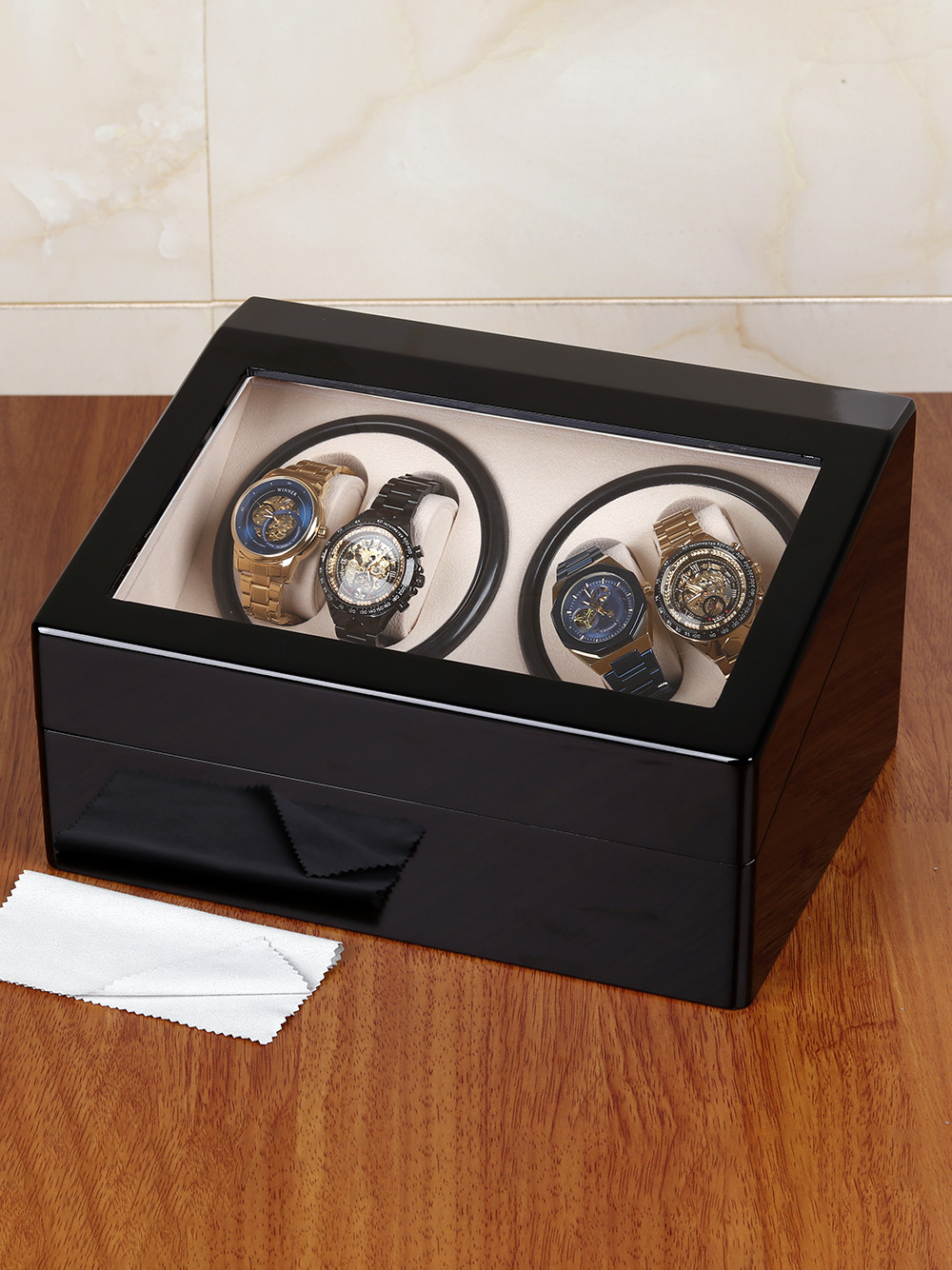 TANYUN ZHIYUAN 백단향 곡물 고급 페인트 자동 권선 시계 모터 상자 회전 보석 시계 포장 상자