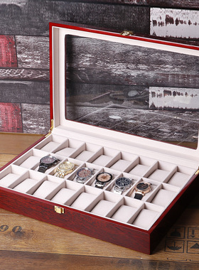 檀韵致远烤油漆6101224位手表盒新品手表配饰收纳展示盒木盒包邮