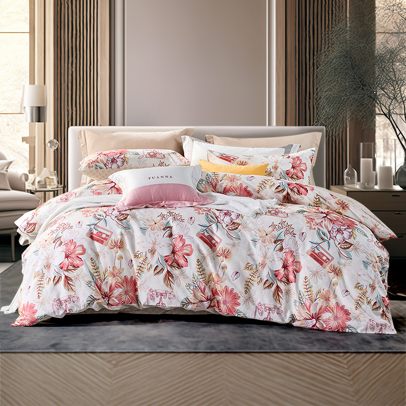 富安娜 全棉冬季加厚磨毛四件套纯棉秋冬款床上用品被套230x229cm