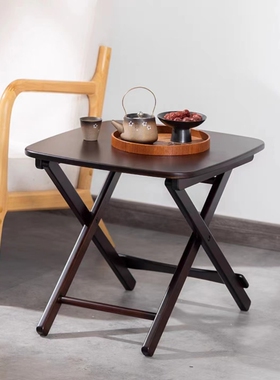 折叠小桌子简约方桌户外露营便携式茶几实木阳台休闲网红野餐桌椅