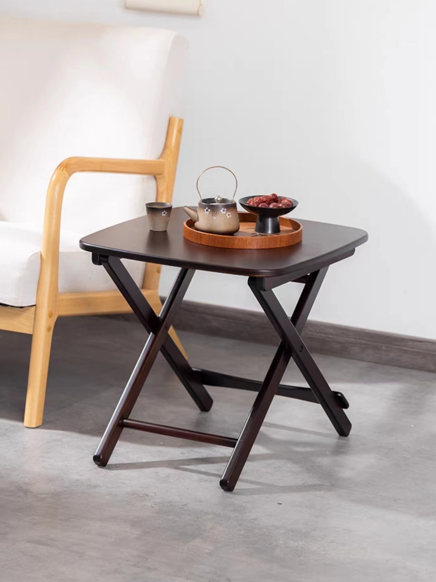 折叠小桌子简约方桌户外露营便携式茶几实木阳台休闲网红野餐桌椅