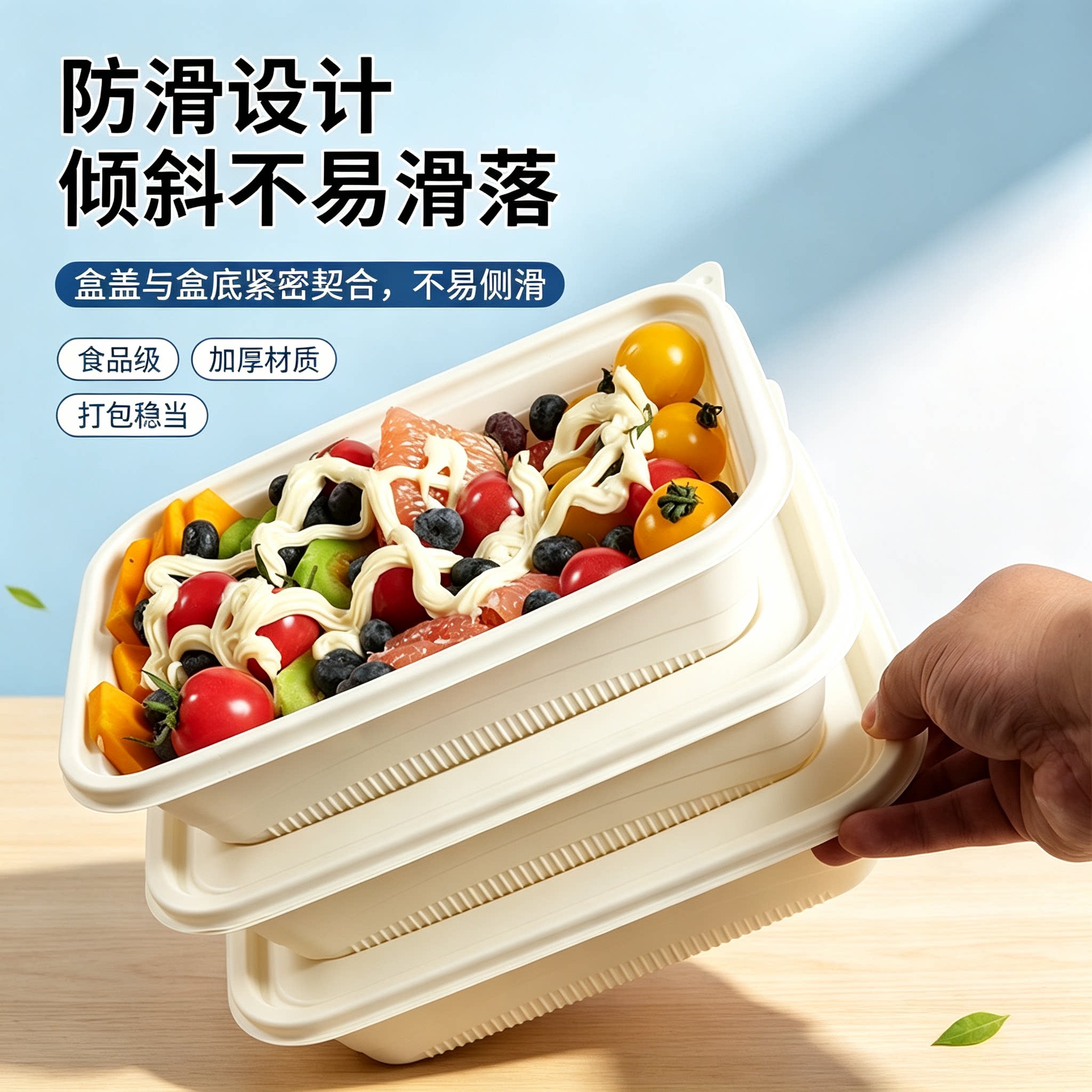 玉米淀粉一次性餐盒长方形防滑设一次性餐盒