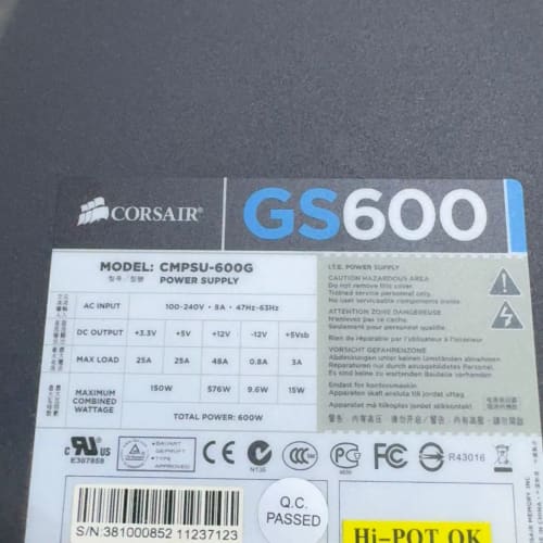 美商海盗船600W电源 GS600 成色如图 包邮发出--议价商品