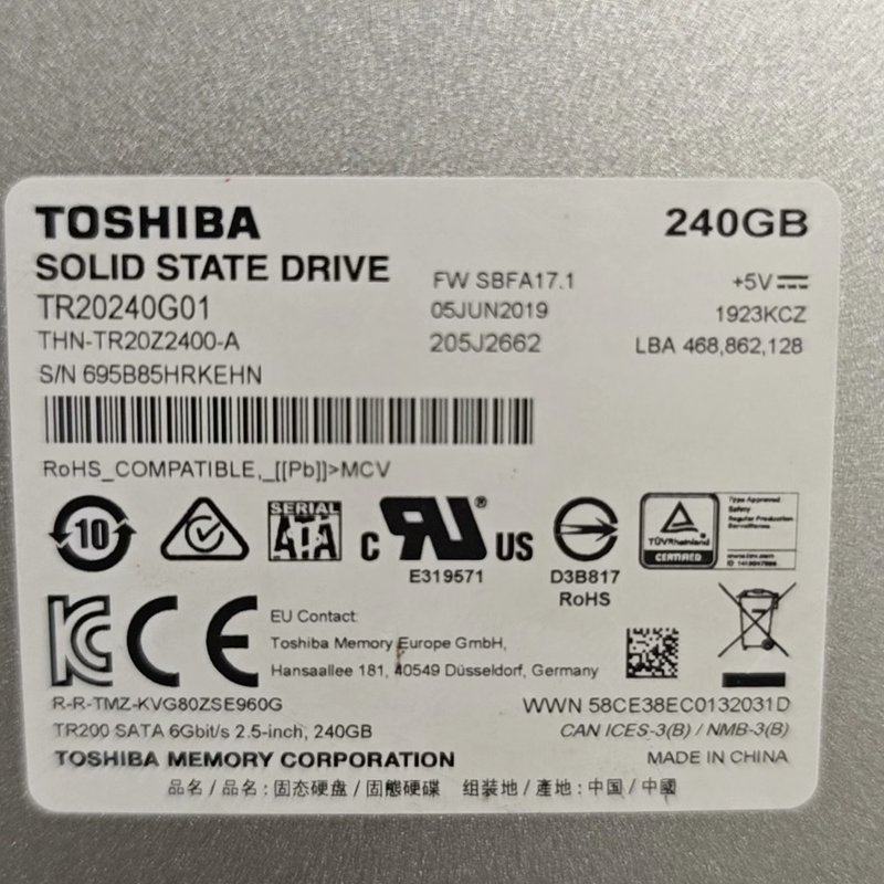 东芝TR200 240GB固态硬盘,2.5寸SATA接口,型--议价商品