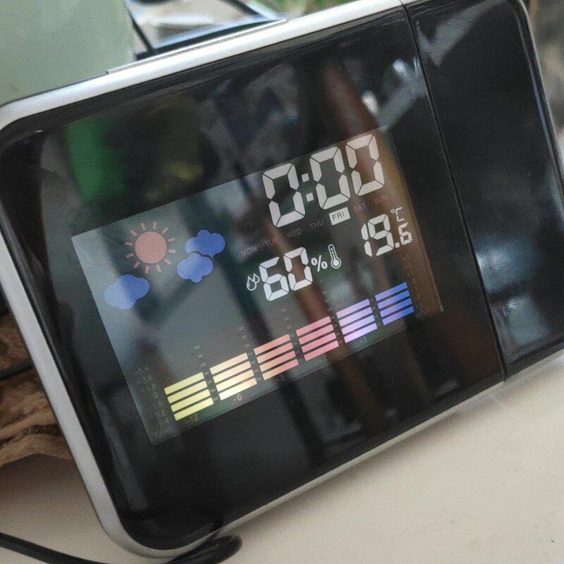 销8190气象站投影钟 创意静音LED彩屏万年历天气电子闹--议价商品