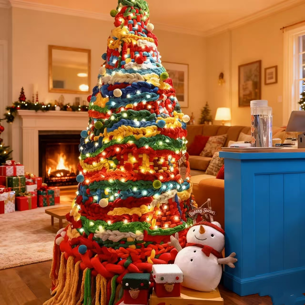 爆 ！100多种色任意搭配 超惊艳的 丐版超粗毛线圣诞树材料