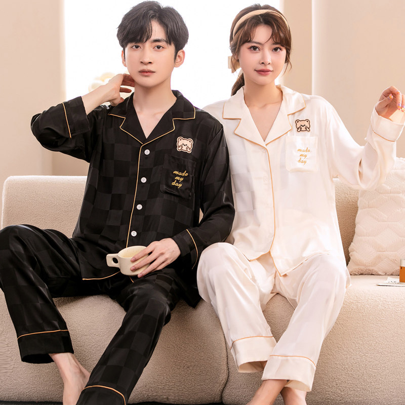 乐姿梦情侣睡衣春秋冰丝薄款长袖夏季高级感男女士丝绸家居服套装,女士内衣/男士内衣/家居服,睡衣/家居服套装,淘宝优惠券,粉丝福利购,淘宝优惠卷