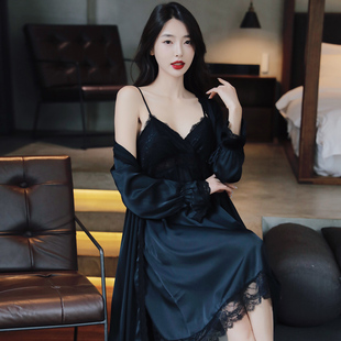 春夏季 乐姿梦2025年新款 女吊性感风带睡裙家居服冰丝睡衣睡袍纯欲