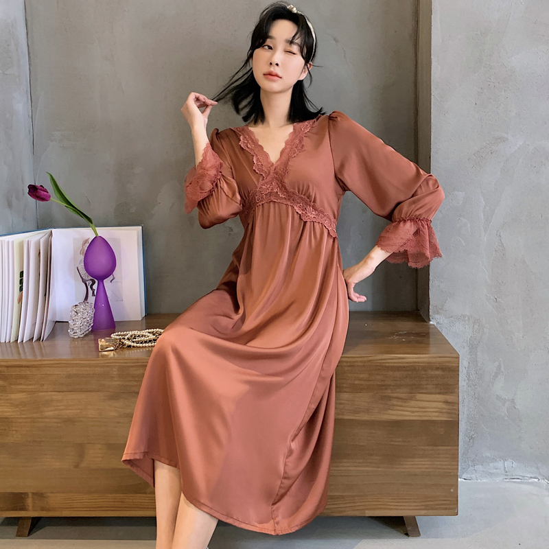 春夏季高级感女士冰丝绸睡衣睡裙