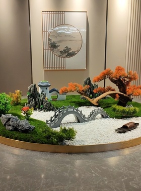 餐桌中间摆花桌摆电动转盘花摆花装饰品高端饭店餐厅微缩景观摆台