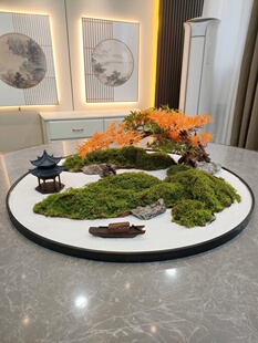 餐桌中间摆花圆桌摆件转盘花饭店装 饰品高端饭店餐厅沙盘摆台桌芯