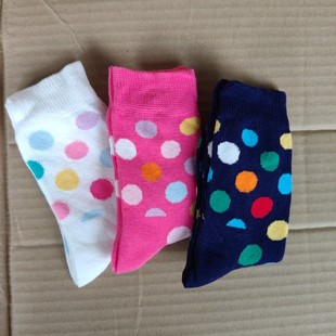 10元 5岁春夏大圆点彩色袜吸汗透气婴儿袜幼儿园袜 3双棉儿童袜3