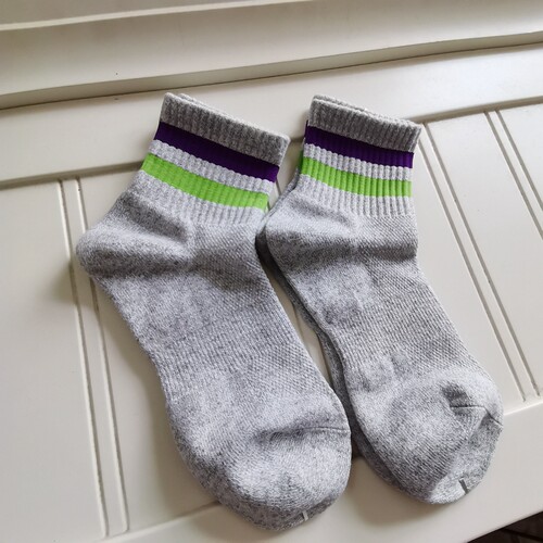 3双外贸灰色条纹吸湿排汗运动袜