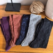 卷边松口袜老人袜大尺码 复古大号中筒袜黑色吸汗透气竹纤维