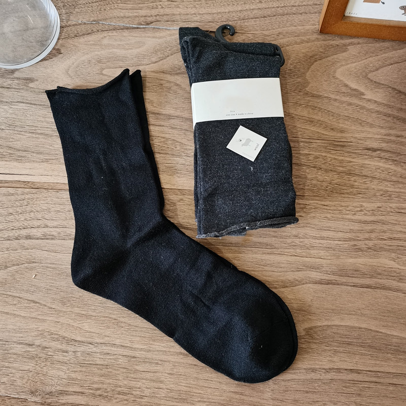 外贸女袜保暖百分79羊毛松口袜黑色卷边老人袜不勒腿孕妇袜月子袜,女士内衣/男士内衣/家居服,中筒袜,淘宝优惠券,粉丝福利购,淘宝优惠卷