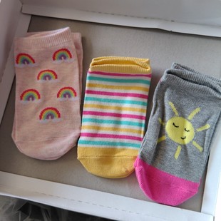 薄款 8岁短袜春季 地板袜女孩彩虹袜 3双外贸大童童6 10元