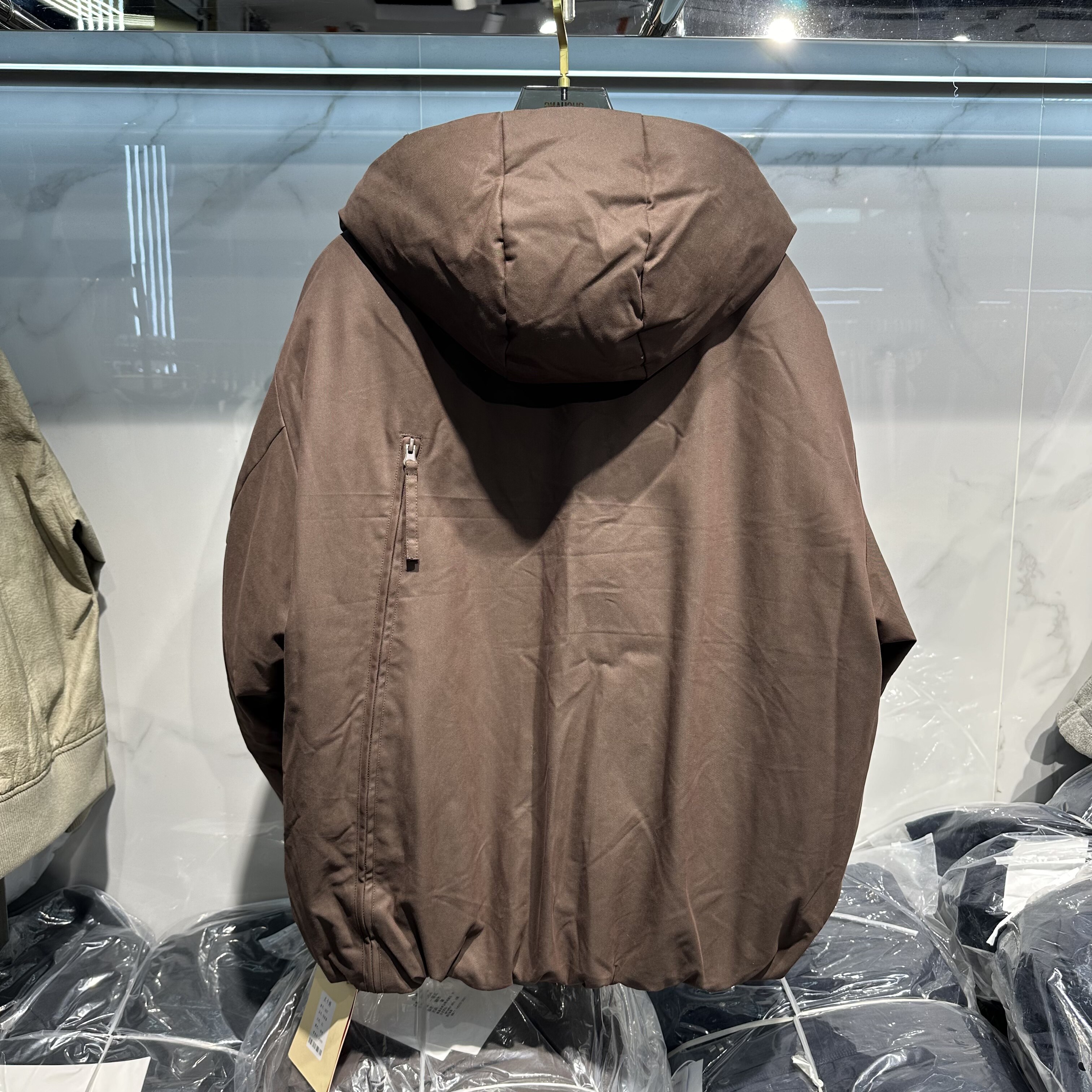 实体拍摄冬季立体裁剪拉链拼接连帽羽绒服男厚款防寒大码男装外套