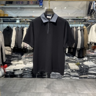 宽松弹力拼接简约高级感翻领短袖 实体夏季 POlO衫 男士 T恤青年 新款