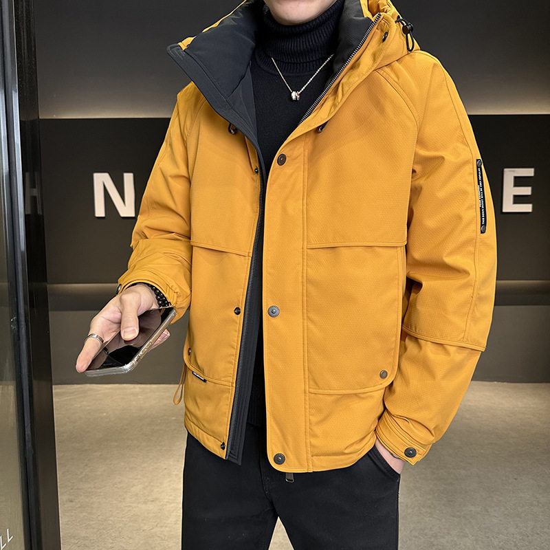 国标白鸭绒羽绒服冬季高级感男士连帽户外工装外套加厚绒保暖外套