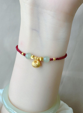 小胖福手链女金坨坨好运珠本命年编织红手绳送女友闺蜜礼物手饰