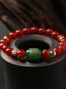 十二生肖红玛瑙绿玛瑙手链串珠女高级感文玩佛珠手饰手串爆款批发