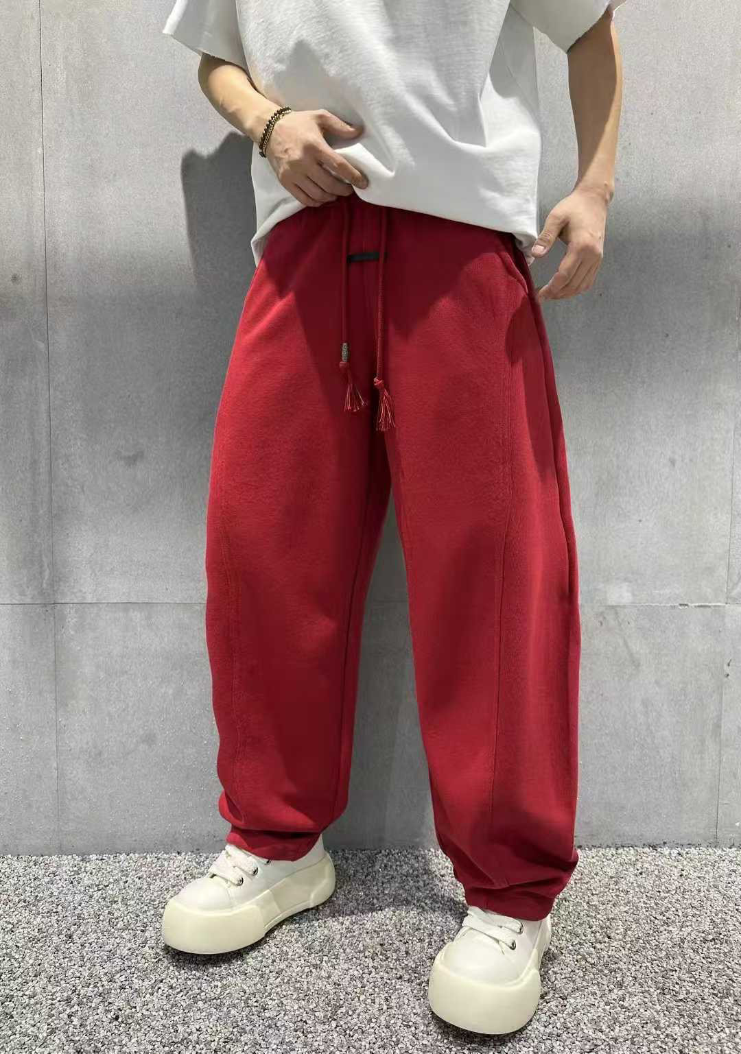 实体2026春季新款时尚潮流弯刀卫裤男女抽绳潮牌宽松休闲阔腿长裤,男装,卫裤,淘宝优惠券,粉丝福利购,淘宝优惠卷