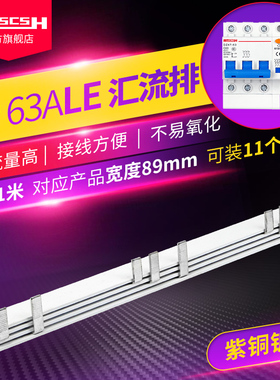 DZ47LE-63空气开关3P漏电保护器紫铜汇流排断路器C45空开间距89mm