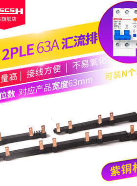 家用配电箱DZ47LE漏电保护器2P紫铜拼接汇流排断路器空开接线铜排