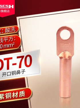DT-70mm2平方紫铜鼻子堵油式冷压接线端子接线耳电缆铜接头线耳