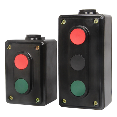 电源启动停止按钮开关自复位红绿黑三位双联控制盒NP2-E2001/3001