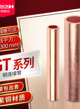 GT10/16/25/35/50/70/95/120/150/185/240/300紫铜鼻子冷压连接管