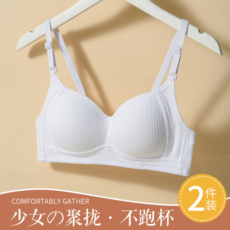内衣女小胸聚拢收副乳防下垂无钢圈调整型胸罩少女高中女学生文胸
