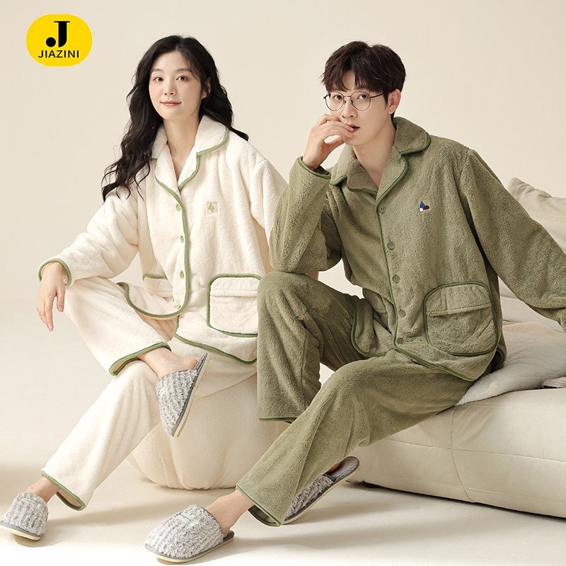 情侣睡衣女款冬季法兰绒加绒加厚