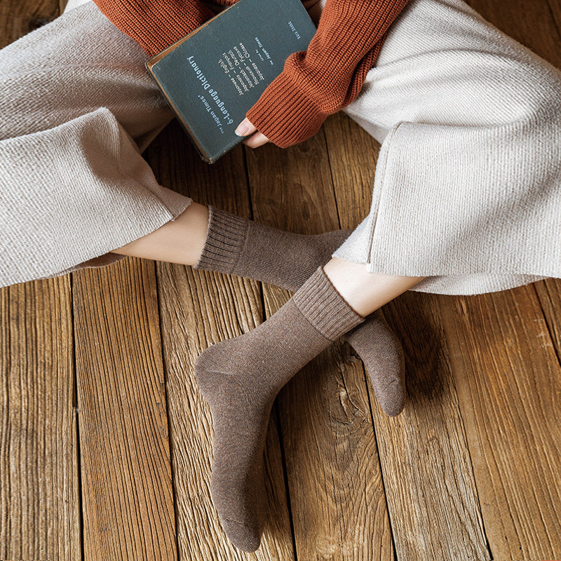 袜子女秋冬季棉袜加厚保暖加绒冬天毛巾中筒长袜羊毛圈月子雪地袜