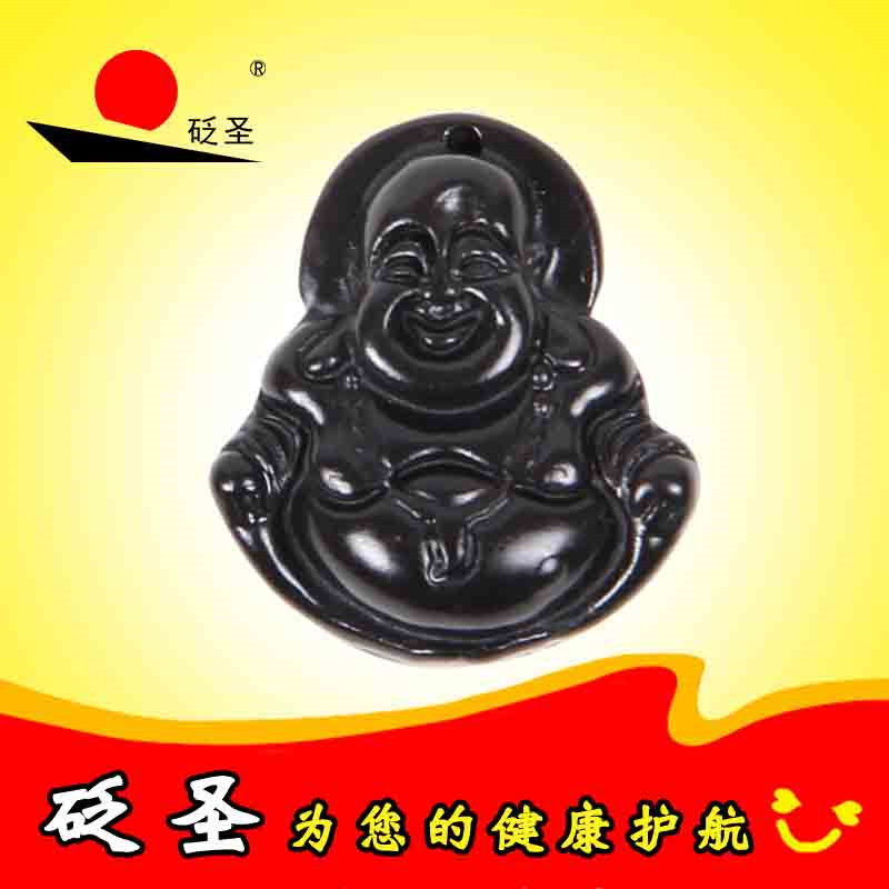 砭圣中孚清砭石项链吊坠泗滨砭石弥勒佛心中有佛阿弥陀佛