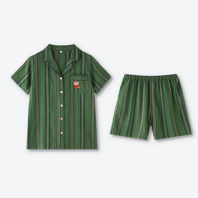日系新款卡通情侣睡衣女夏条纹纯棉纱布短袖短裤套装男士家居服,女士内衣/男士内衣/家居服,睡衣/家居服套装,淘宝优惠券,粉丝福利购,淘宝优惠卷