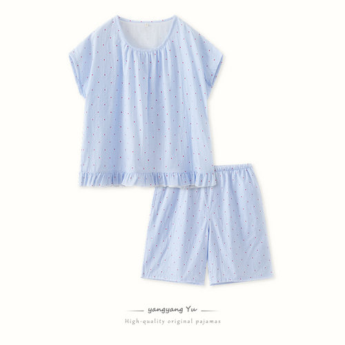 新款日系少女睡衣夏季全棉短袖中裤大码套装纯棉可外穿套头家居服